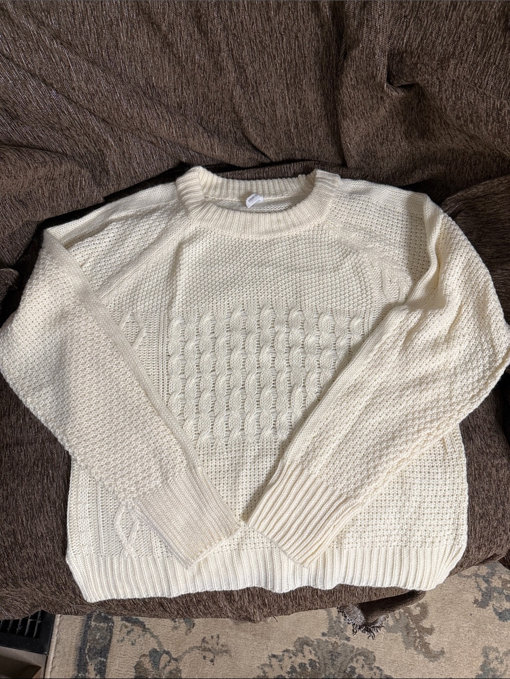 Wishlist Cream Cable Knit Crewneck Sweater